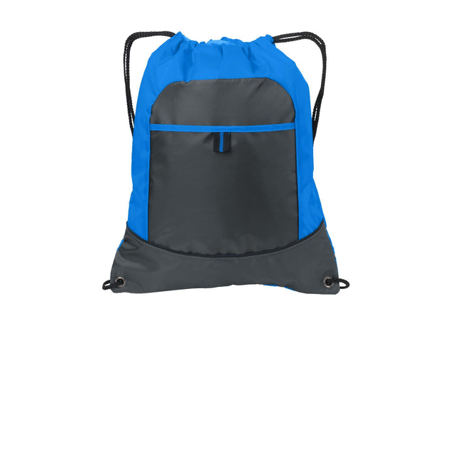 Port Authority Pocket Cinch Pack. BG611 - Brilliant Blue/ Deep Smoke - Union Prints