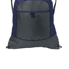 Port Authority Pocket Cinch Pack. BG611 - True Navy/ Deep Smoke - Union Prints