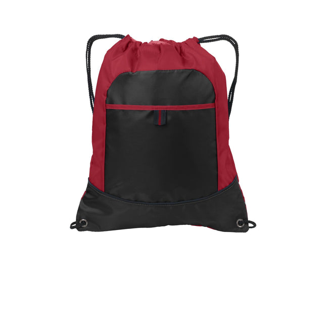 Port Authority Pocket Cinch Pack. BG611 - True Red/ Black - Union Prints