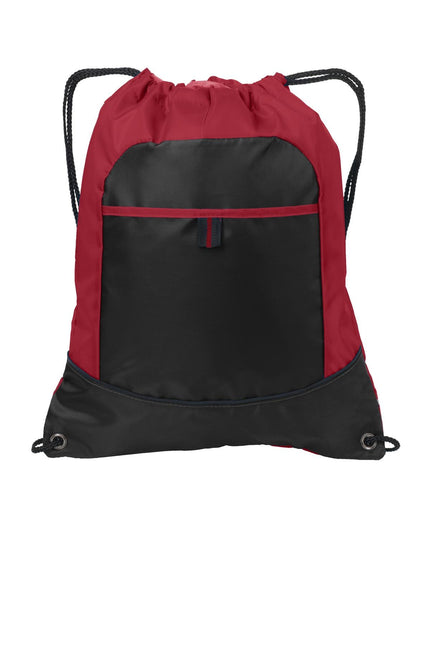 Port Authority Pocket Cinch Pack. BG611 - True Red/ Black - Union Prints