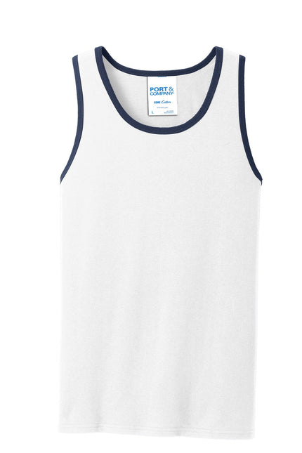 Port & Company Core Cotton Tank Top. PC54TT - White/ Navy - Union Prints