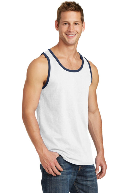 Port & Company Core Cotton Tank Top. PC54TT - White/ Navy - Union Prints