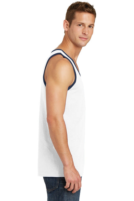 Port & Company Core Cotton Tank Top. PC54TT - White/ Navy - Union Prints