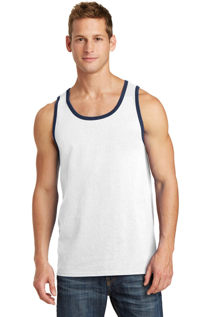 Port & Company Core Cotton Tank Top. PC54TT - White/ Navy - Union Prints