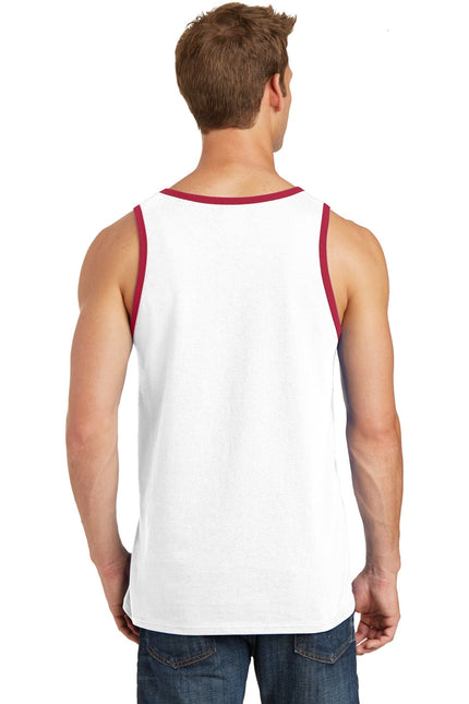 Port & Company Core Cotton Tank Top. PC54TT - White/ Red - Union Prints