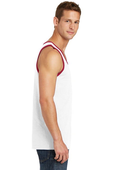 Port & Company Core Cotton Tank Top. PC54TT - White/ Red - Union Prints