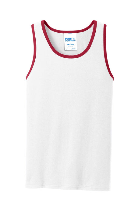 Port & Company Core Cotton Tank Top. PC54TT - White/ Red - Union Prints