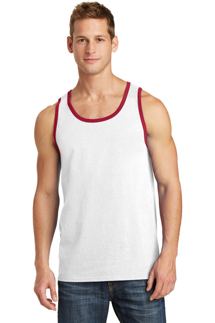 Port & Company Core Cotton Tank Top. PC54TT - White/ Red - Union Prints