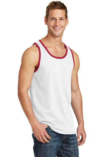 Port & Company Core Cotton Tank Top. PC54TT - White/ Red - Union Prints