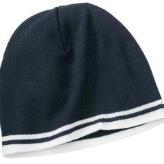 Port & Company Fine Knit Skull Cap with Stripes. CP93 - Navy/ White - Union Prints
