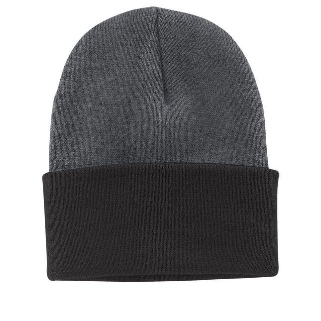 Port & Company Knit Cap. CP90 - Black/ Athetic Oxford - Union Prints