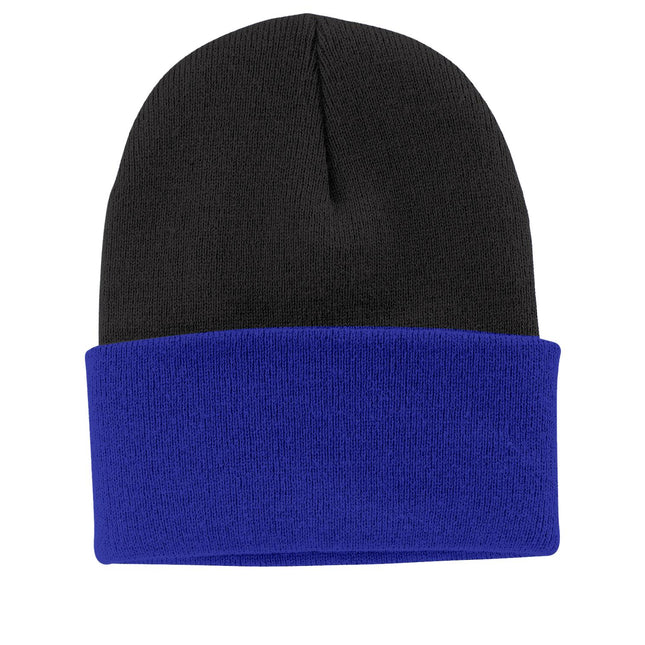 Port & Company Knit Cap. CP90 - Black/ Athletic Royal - Union Prints