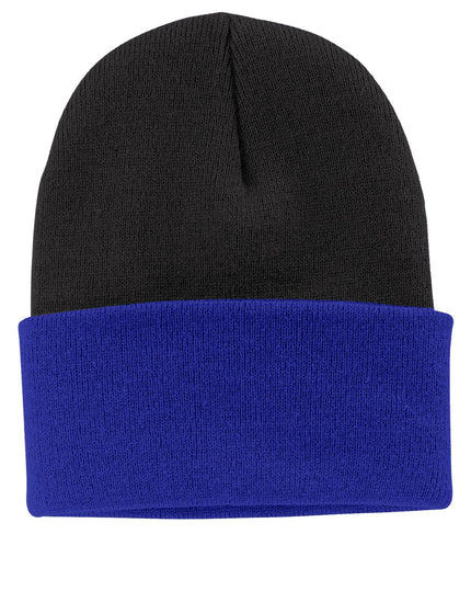 Port & Company Knit Cap. CP90 - Black/ Athletic Royal - Union Prints