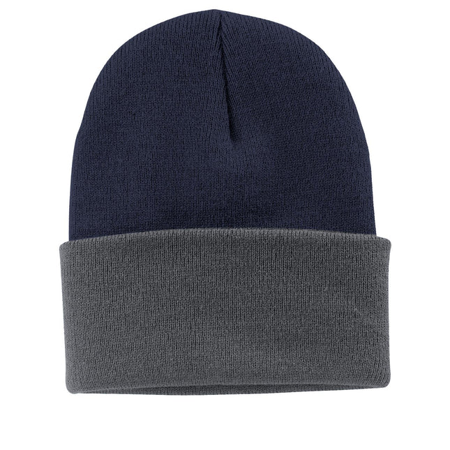 Port & Company Knit Cap. CP90 - Navy/ Athletic Oxford - Union Prints