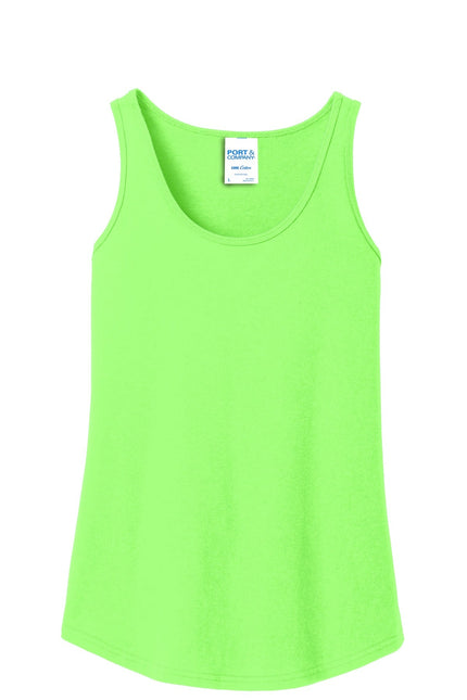 Port & Company Ladies Core Cotton Tank Top. LPC54TT - Neon Green - Union Prints