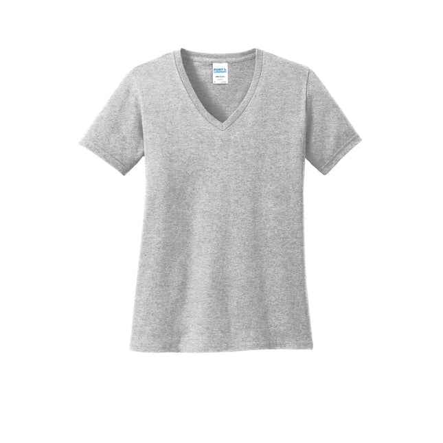 Port & Company Ladies Core Cotton V-Neck Tee. LPC54V - Ash - Union Prints