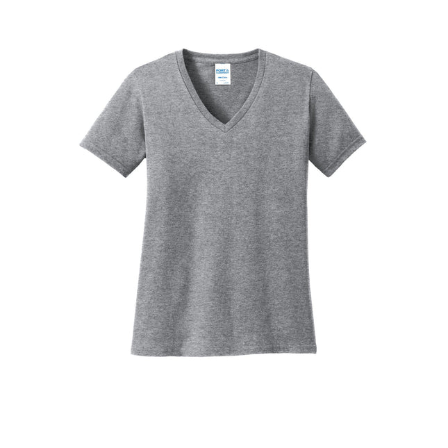 Port & Company Ladies Core Cotton V-Neck Tee. LPC54V - Athletic Heather - Union Prints
