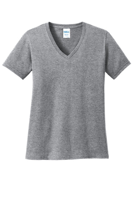 Port & Company Ladies Core Cotton V-Neck Tee. LPC54V - Athletic Heather - Union Prints