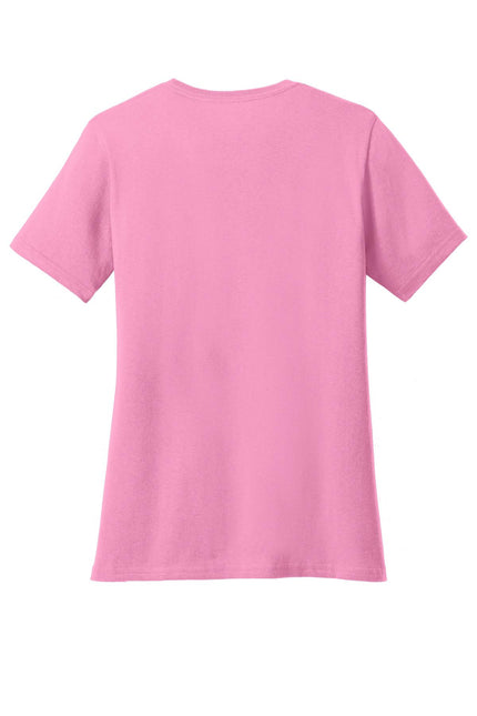 Port & Company Ladies Core Cotton V-Neck Tee. LPC54V - Candy Pink - Union Prints