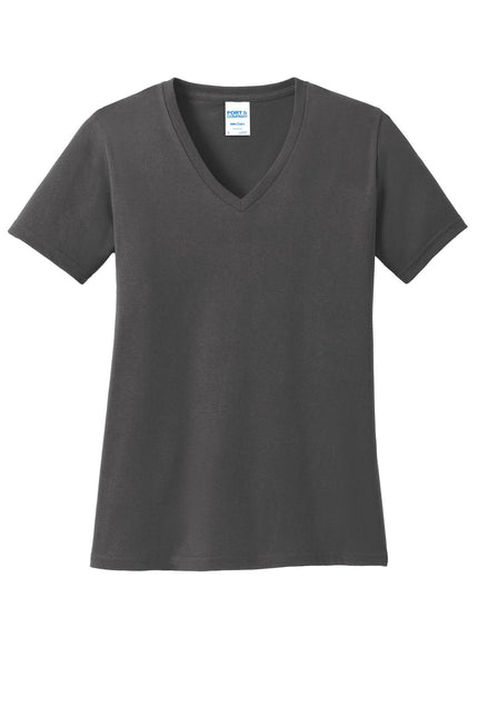 Port & Company Ladies Core Cotton V-Neck Tee. LPC54V - Charcoal - Union Prints