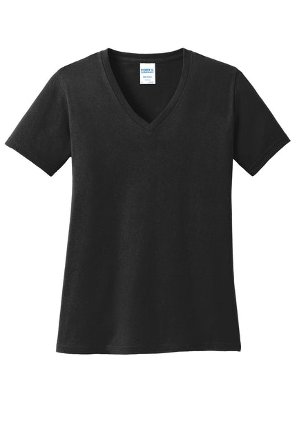 Port & Company Ladies Core Cotton V-Neck Tee. LPC54V - Jet Black - Union Prints