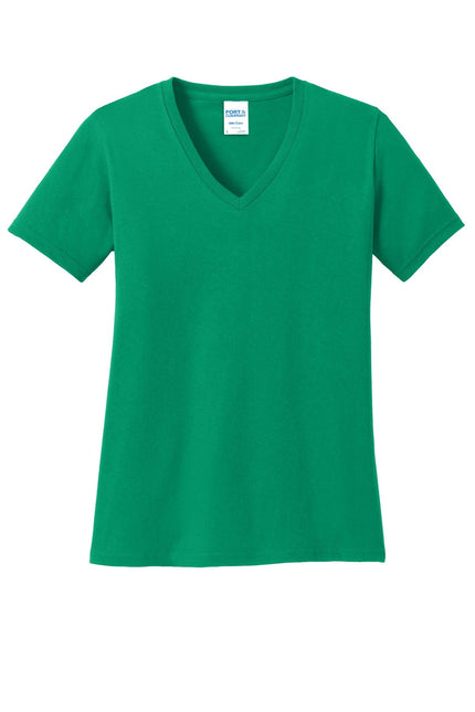 Port & Company Ladies Core Cotton V-Neck Tee. LPC54V - Kelly - Union Prints