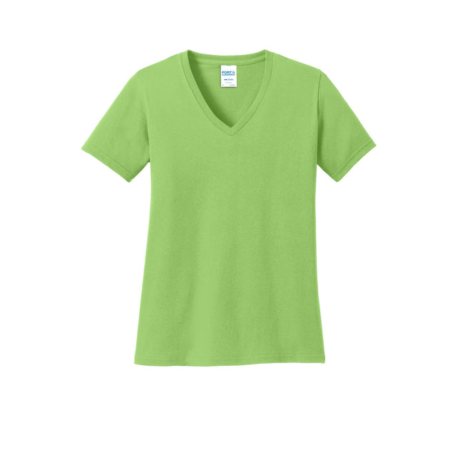 Port & Company Ladies Core Cotton V-Neck Tee. LPC54V - Lime - Union Prints