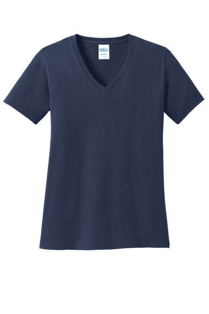 Port & Company Ladies Core Cotton V-Neck Tee. LPC54V - Navy - Union Prints