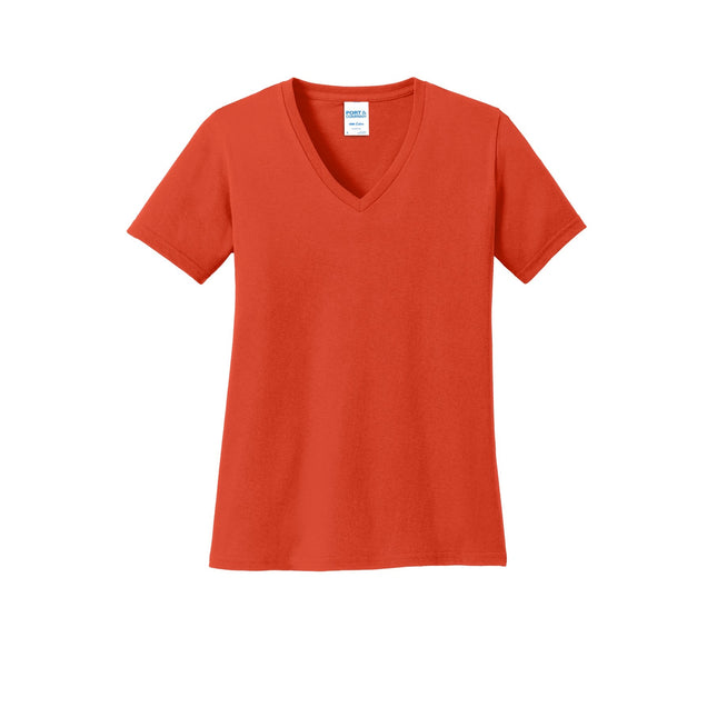 Port & Company Ladies Core Cotton V-Neck Tee. LPC54V - Orange - Union Prints