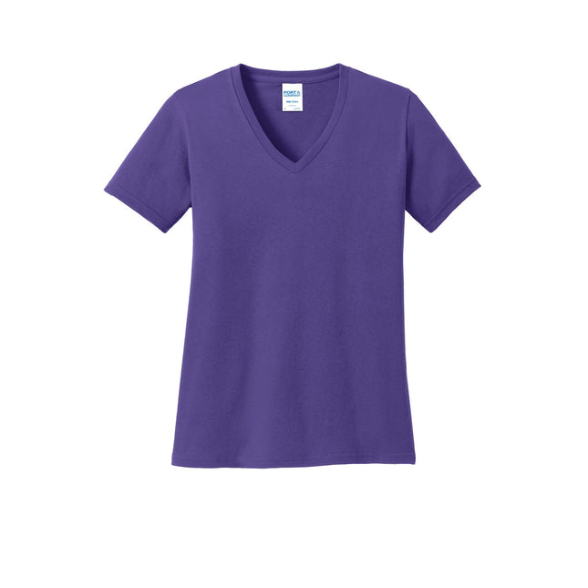 Port & Company Ladies Core Cotton V-Neck Tee. LPC54V - Purple - Union Prints