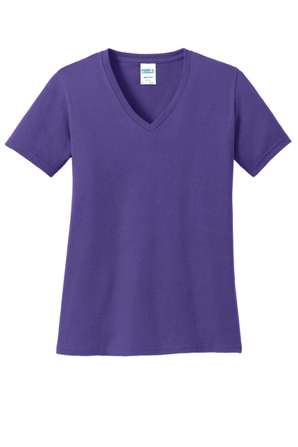 Port & Company Ladies Core Cotton V-Neck Tee. LPC54V - Purple - Union Prints