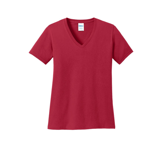 Port & Company Ladies Core Cotton V-Neck Tee. LPC54V - Red - Union Prints