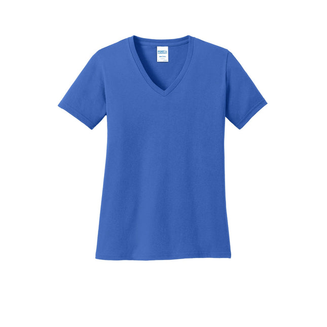 Port & Company Ladies Core Cotton V-Neck Tee. LPC54V - Royal - Union Prints
