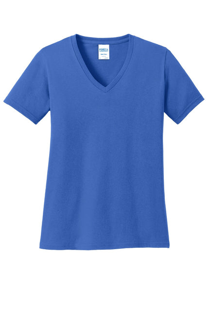Port & Company Ladies Core Cotton V-Neck Tee. LPC54V - Royal - Union Prints