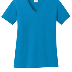 Port & Company Ladies Core Cotton V-Neck Tee. LPC54V - Sapphire - Union Prints