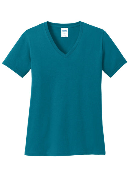 Port & Company Ladies Core Cotton V-Neck Tee. LPC54V - Teal - Union Prints