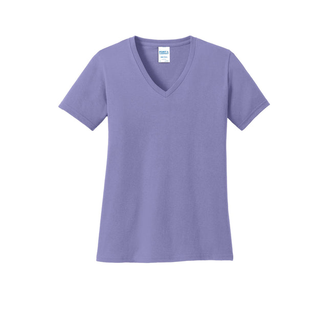 Port & Company Ladies Core Cotton V-Neck Tee. LPC54V - Violet - Union Prints