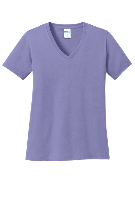 Port & Company Ladies Core Cotton V-Neck Tee. LPC54V - Violet - Union Prints