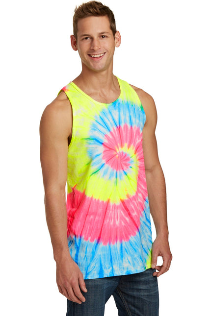 Port & Company Tie-Dye Tank Top. PC147TT - Neon Rainbow - Union Prints