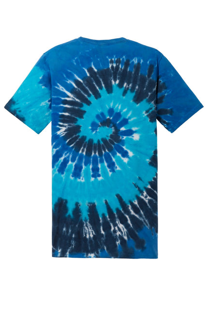 Port & Company tie-dye T-shirt in Ocean Rainbow with vibrant, swirling tie-dye pattern and casual fit.