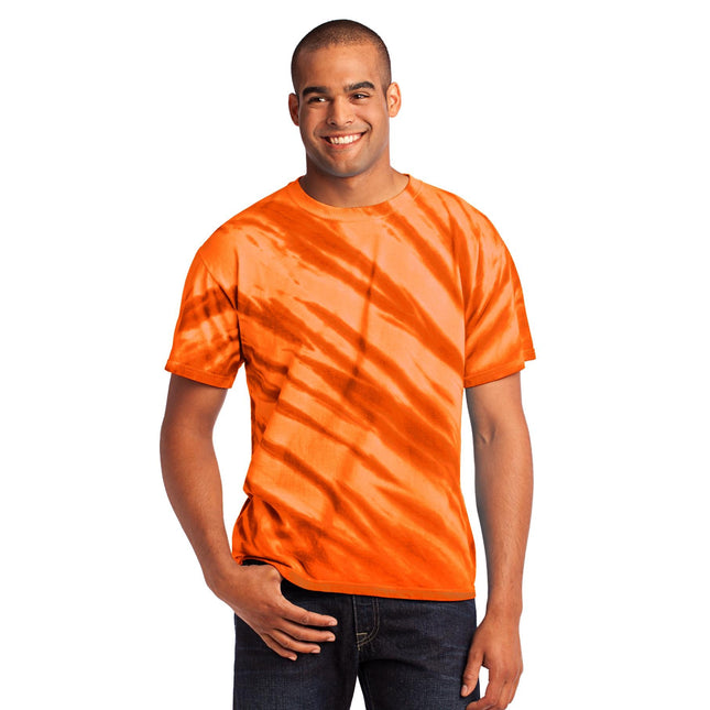 Port & Company - Tiger Stripe Tie-Dye Tee. PC148 - Orange - Union Prints