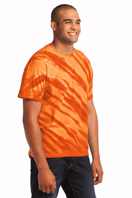 Port & Company - Tiger Stripe Tie-Dye Tee. PC148 - Orange - Union Prints