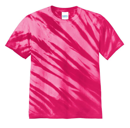 Port & Company - Tiger Stripe Tie-Dye Tee. PC148 - Pink - Union Prints