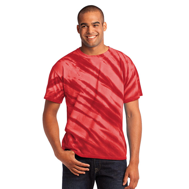 Port & Company - Tiger Stripe Tie-Dye Tee. PC148 - Red - Union Prints