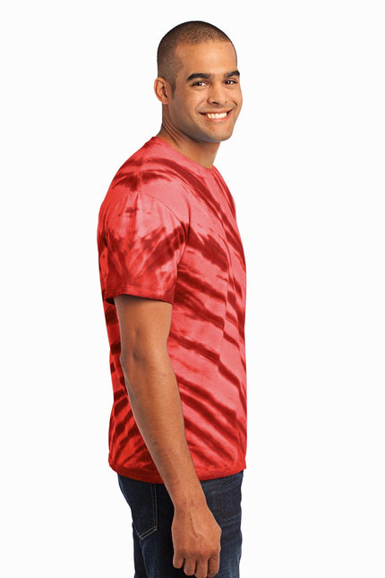 Port & Company - Tiger Stripe Tie-Dye Tee. PC148 - Red - Union Prints
