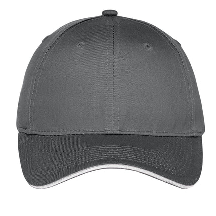 Port & Company Unstructured Sandwich Bill Cap. C919 - Charcoal/ White - Union Prints