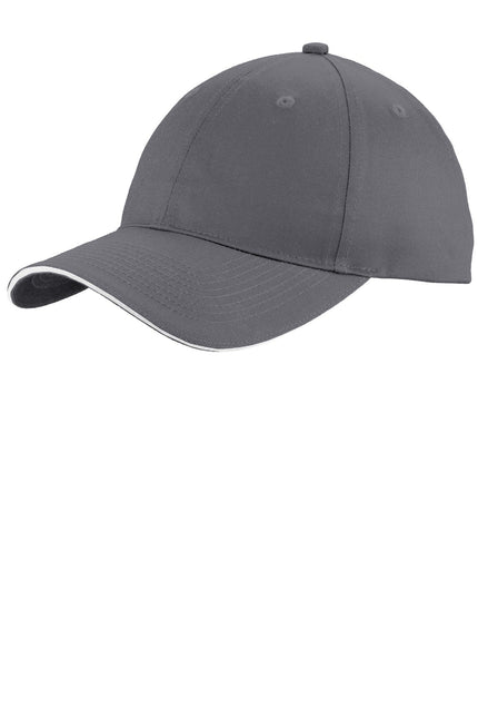 Port & Company Unstructured Sandwich Bill Cap. C919 - Charcoal/ White - Union Prints