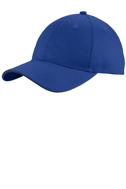 Port & Company Unstructured Sandwich Bill Cap. C919 - Royal/ Black - Union Prints