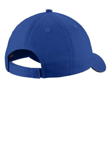 Port & Company Unstructured Sandwich Bill Cap. C919 - Royal/ Black - Union Prints
