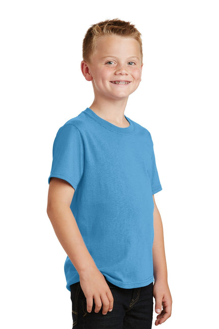 Port & Company - Youth Core Cotton Tee. PC54Y - Aquatic Blue - Union Prints